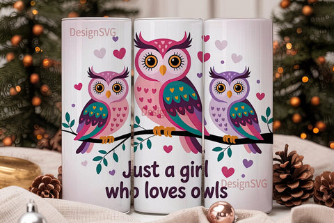 Cute Owl Tumbler Wrap 20oz Sublimation DesignSVG 