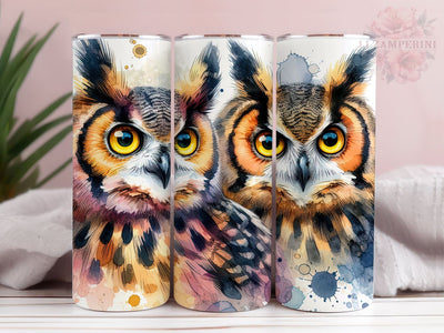 Cute Owl Tumler PNG, Watercolor Owl 20oz Tumbler Wrap PNG, Straight & Tapered Tumbler Wrap, Instant Digital Download Sublimation Li Zamperini 