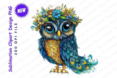 Cute Owl With Flowers Clipart Png Sublimation Regulrcrative 