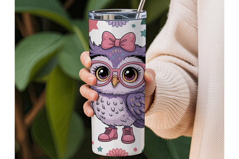 Cute Owl with Glasses 20oz Tumbler Wrap Sublimation DesignSVG 