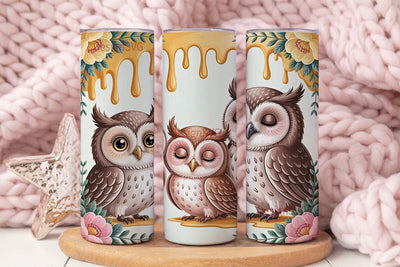 Cute Owls & Flowers 20oz Tumbler Wrap Sublimation DesignSVG 