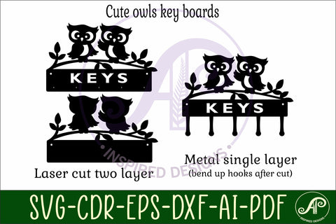 Cute owls Key holder designs for wood and metal SVG APInspireddesigns 