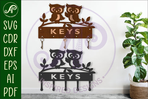 Cute owls Key holder designs for wood and metal SVG APInspireddesigns 