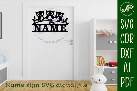 Cute owls name sign svg laser cut file SVG APInspireddesigns 