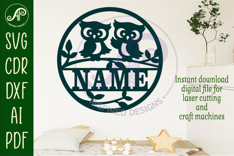 Cute owls name wall art sign, SVG personalized SVG APInspireddesigns 