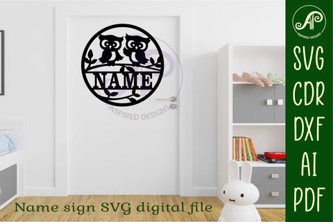 Cute owls name wall art sign, SVG personalized SVG APInspireddesigns 