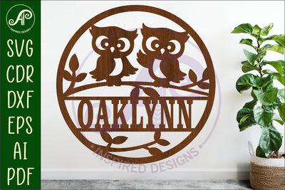 Cute owls name wall art sign, SVG personalized SVG APInspireddesigns 