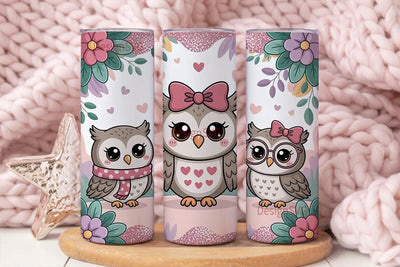Cute Owls Tumbler Wrap Sublimation DesignSVG 