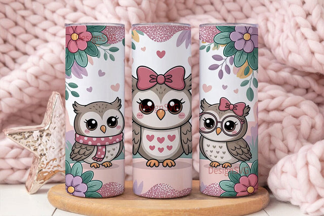 Cute Owls Tumbler Wrap Sublimation DesignSVG 