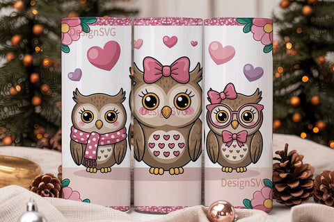 Cute Owls Tumbler Wrap Sublimation DesignSVG 