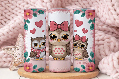 Cute Owls Tumbler Wrap Sublimation DesignSVG 