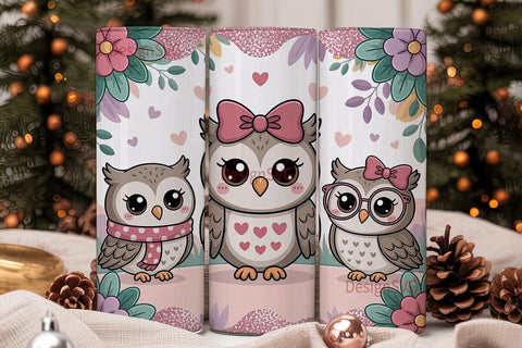 Cute Owls Tumbler Wrap Sublimation DesignSVG 