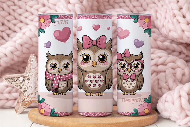 Cute Owls Tumbler Wrap Sublimation DesignSVG 