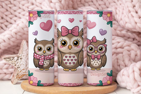 Cute Owls Tumbler Wrap Sublimation DesignSVG 