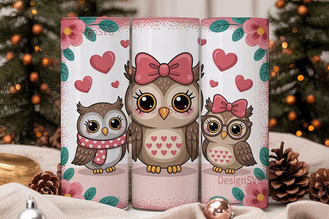 Cute Owls Tumbler Wrap Sublimation DesignSVG 