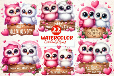 Cute Owls Valentine Sublimation Clipart Sublimation designartist 