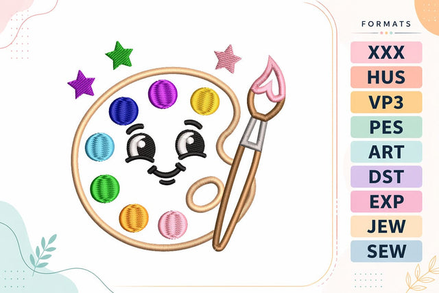 Cute Paint Palette Back To School Embroidery Design Embroidery/Applique DESIGNS sg embroidery 