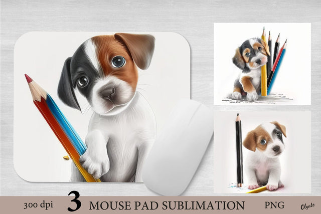 Cute Painted Puppy Mouse Pad Sublimation Design PNG Sublimation Olga Terlyanskaya 
