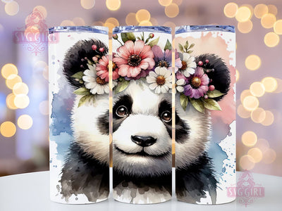 Cute Panda 20oz Tumbler Wrap Sublimation Design, Straight Tapered Tumbler Wrap, Panda Bear Tumbler Png, Instant Digital Download Sublimation SvggirlplusArt 