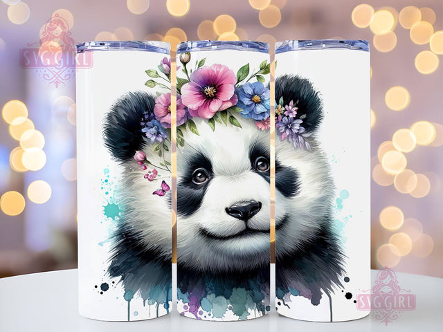 Cute Panda 20oz Tumbler Wrap Sublimation Design, Straight Tapered Tumbler Wrap, Panda Bear Tumbler Png, Instant Digital Download Sublimation SvggirlplusArt 