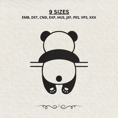 Cute Panda Back View Embroidery Design – Minimalist Panda Bear Animal Machine Embroidery File Embroidery/Applique DESIGNS PatternFeed8 