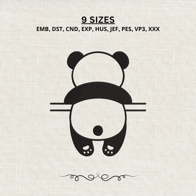 Cute Panda Back View Embroidery Design – Minimalist Panda Bear Animal Machine Embroidery File Embroidery/Applique DESIGNS PatternFeed8 