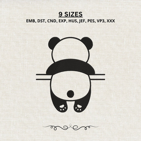 Cute Panda Back View Embroidery Design – Minimalist Panda Bear Animal Machine Embroidery File Embroidery/Applique DESIGNS PatternFeed8 