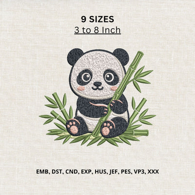 Cute Panda Bamboo Machine Embroidery Design – Baby Panda Bear Embroidery File Embroidery/Applique DESIGNS PatternFeed8 