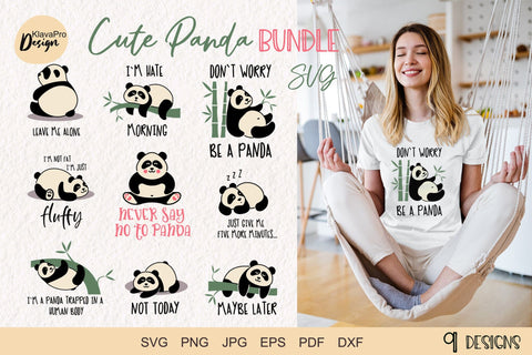 Cute Panda Bundle Svg, Funny Panda Quotes SVG Klava P 