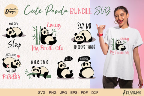 Cute Panda Bundle Svg, Lazy Panda funny Quotes SVG Klava P 