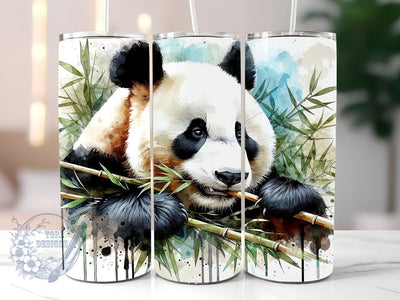 Cute Panda Eating Bamboo 20oz Skinny Tumbler Sublimation Design, Panda Tumbler Png, Straight & Tapered Tumbler Wrap, Instant Digital Download Sublimation ToriDesigns 