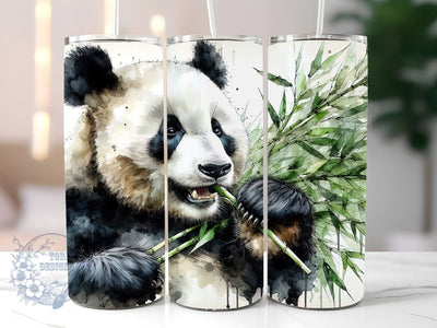 Cute Panda Eating Bamboo 20oz Skinny Tumbler Sublimation Design, Panda Tumbler Png, Straight & Tapered Tumbler Wrap, Instant Digital Download Sublimation ToriDesigns 
