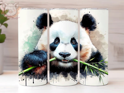 Cute Panda Eating Bamboo 20oz Tumbler Png, Panda Sublimation Design, Digital, Digital Download PNG Sublimation Lara' s Designs 