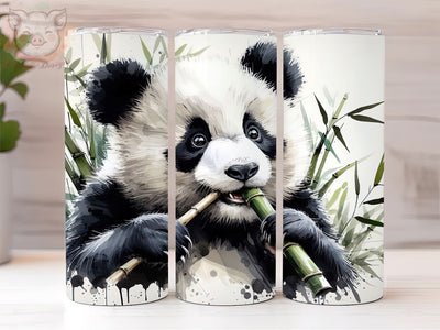 Cute Panda Eating Bamboo 20oz Tumbler Png, Panda Sublimation Design, Digital, Digital Download PNG Sublimation Lara' s Designs 