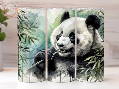 Cute Panda Eating Bamboo 20oz Tumbler Png, Panda Sublimation Design, Digital, Digital Download PNG Sublimation Lara' s Designs 