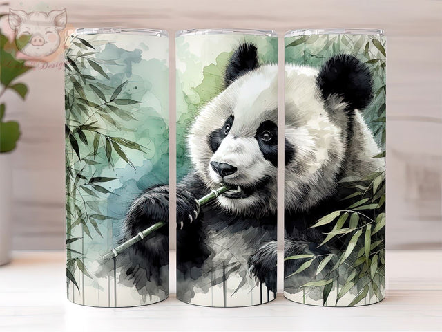 Cute Panda Eating Bamboo 20oz Tumbler Png, Panda Sublimation Design, Digital, Digital Download PNG Sublimation Lara' s Designs 