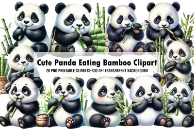 Cute Panda Eating Bamboo Clipart Sublimation Rupkotha 