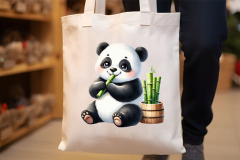 Cute Panda Eating Bamboo Clipart Sublimation Rupkotha 