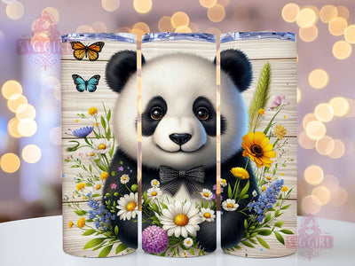 Cute Panda Floral Tumbler Wrap PNG, Panda 20oz Tumbler Wrap Sublimation Design, Straight Tapered Tumbler Wrap, Tumbler Png, Instant Digital Download Sublimation SvggirlplusArt 