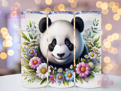 Cute Panda Floral Tumbler Wrap PNG, Panda 20oz Tumbler Wrap Sublimation Design, Straight Tapered Tumbler Wrap, Tumbler Png, Instant Digital Download Sublimation SvggirlplusArt 