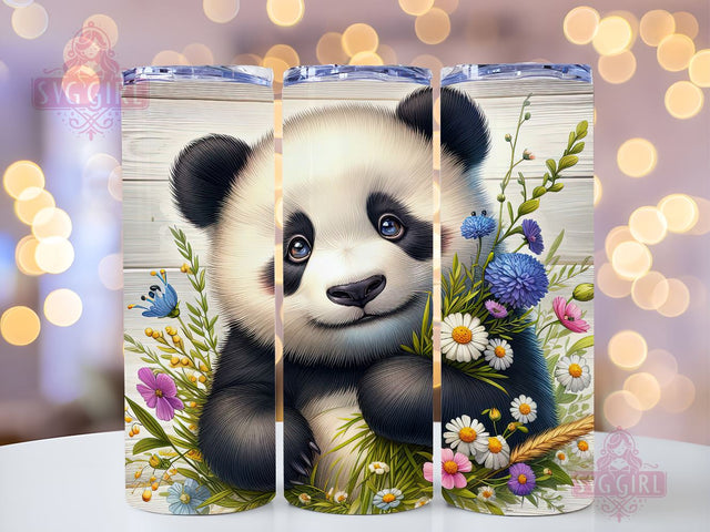 Cute Panda Floral Tumbler Wrap PNG, Panda 20oz Tumbler Wrap Sublimation Design, Straight Tapered Tumbler Wrap, Tumbler Png, Instant Digital Download Sublimation SvggirlplusArt 