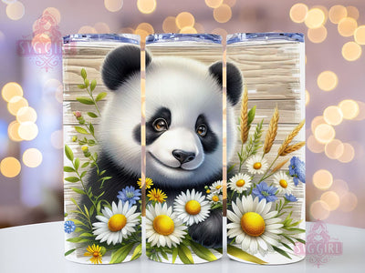 Cute Panda Floral Tumbler Wrap PNG, Panda 20oz Tumbler Wrap Sublimation Design, Straight Tapered Tumbler Wrap, Tumbler Png, Instant Digital Download Sublimation SvggirlplusArt 