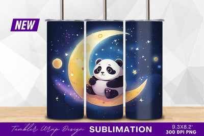 Cute panda on moon in starry night Sublimation Regulrcrative 