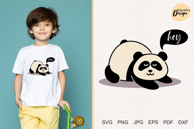 Cute Panda Says Hey| Funny Panda layered SVG SVG Klava P 