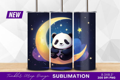 Cute panda sitting on crescent moon Sublimation Regulrcrative 