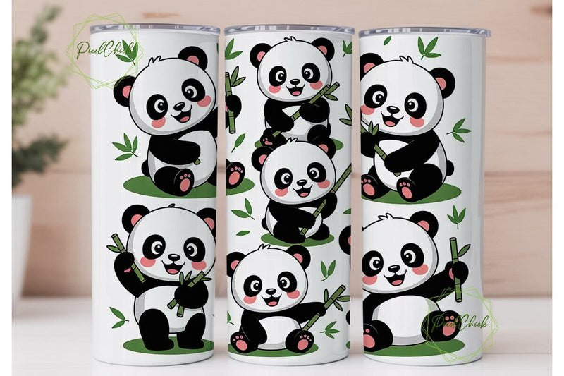 Cute Panda Tumbler Wrap Sublimation PixelChick 