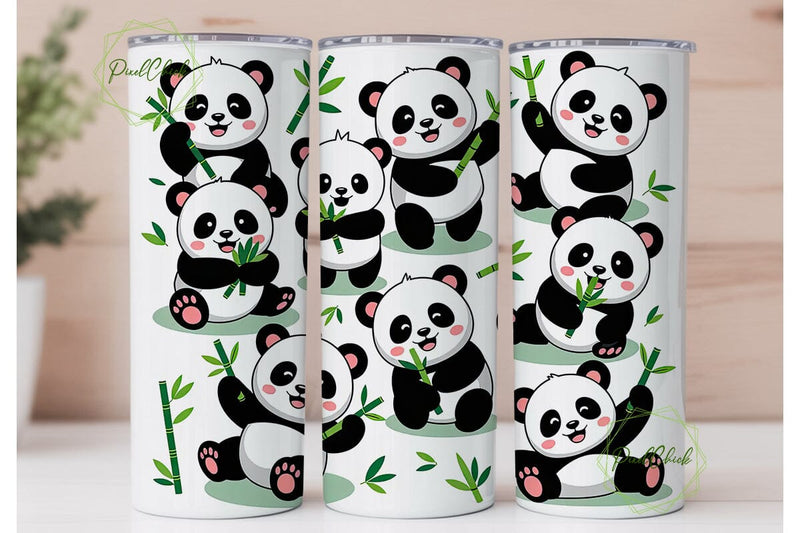 Cute Panda Tumbler Wrap Sublimation PixelChick 