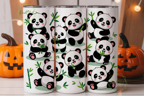 Cute Panda Tumbler Wrap Sublimation PixelChick 
