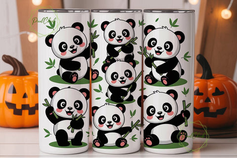 Cute Panda Tumbler Wrap Sublimation PixelChick 
