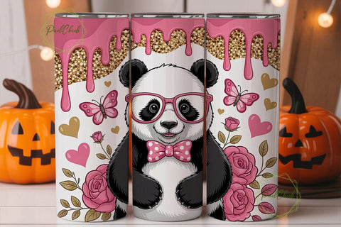 Cute Panda Valentine's Tumbler Wrap Sublimation PixelChick 